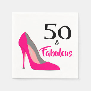 Pink Stiletto 50 and Fabulous 50th Birthday Party Napkin