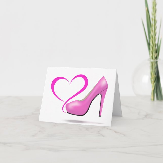 Pink Stiletto High Heels Thank You or Blank Note Card (Front)
