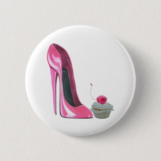 Pink Stiletto Shoe and Cupcake 2 Inch Round Button