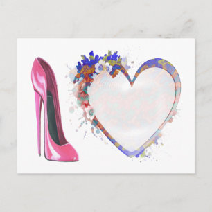 Pink Stiletto Shoe and Heart Gifts Postcard