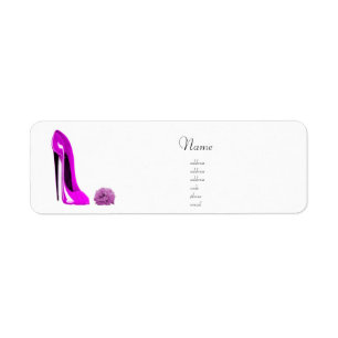 Pink Stiletto Shoe and Rose Label