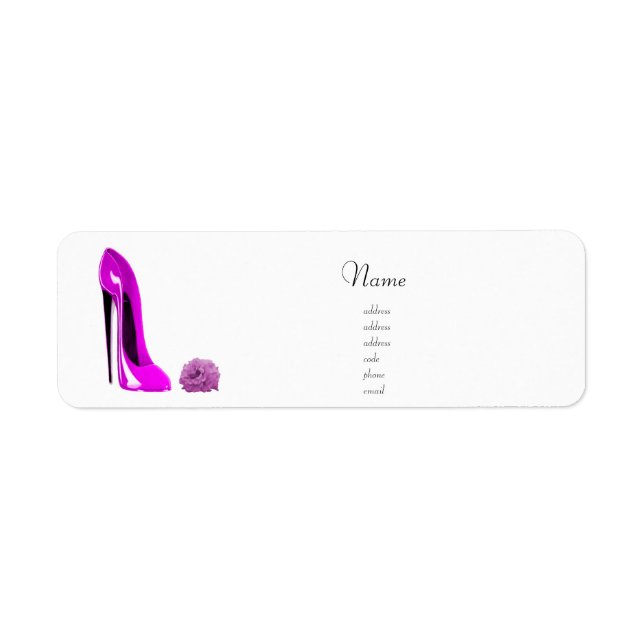 Pink Stiletto Shoe and Rose Label (Front)