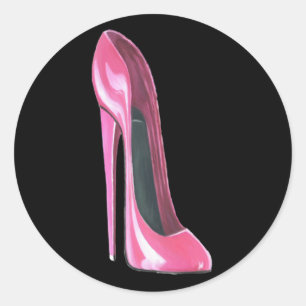 Pink Stiletto Shoe on Black Sticker