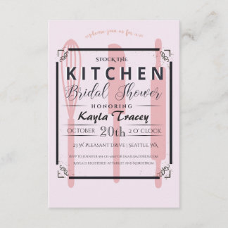 Pink Stock the Kitchen Bridal Shower Invitation