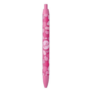 Pink Stone Pattern- Black Ink Pen