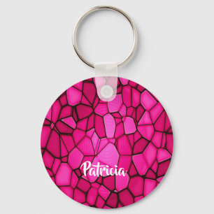 Pink stone shapes patterned keychain