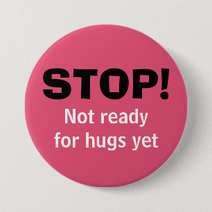 Pink STOP No Hugs 3 Inch Round Button