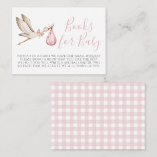 Pink Stork Baby Shower Book Request Card