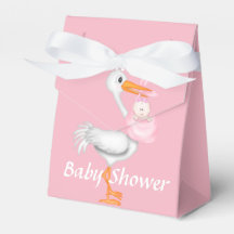 Pink Stork Baby Shower Favour Box
