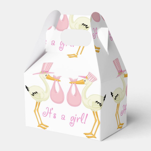 Pink Stork Baby Shower Gift Box (Front Side)