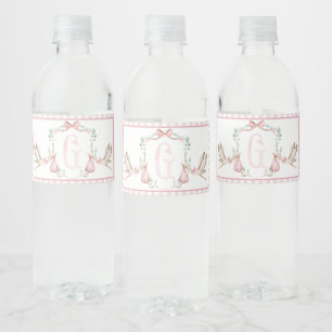Pink Stork Baby Shower Water Bottle Labels