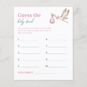 Pink Stork Guess the Baby Food Baby Shower Game 