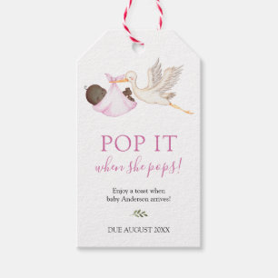 Pink Stork Pop it when she Pops Favour tag
