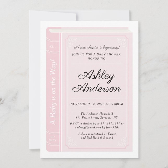 Pink Storybook Baby Shower Invitation (Front)