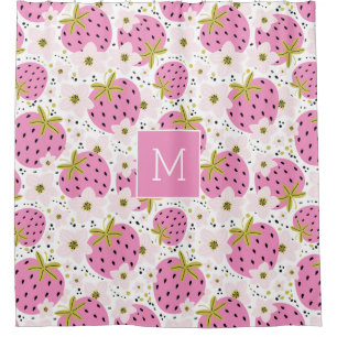 Pink Strawberries Custom Monogram