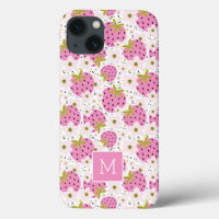 Pink Strawberries Custom Monogram phone cases