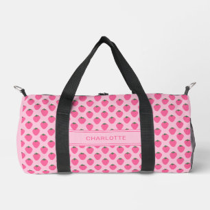 Pink Strawberries, cute customized girls Duffle Bag