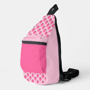 Pink Strawberries, cute customized girls Sling Bag