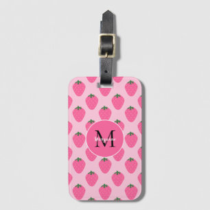 Pink Strawberries, cute customized Luggage Tag