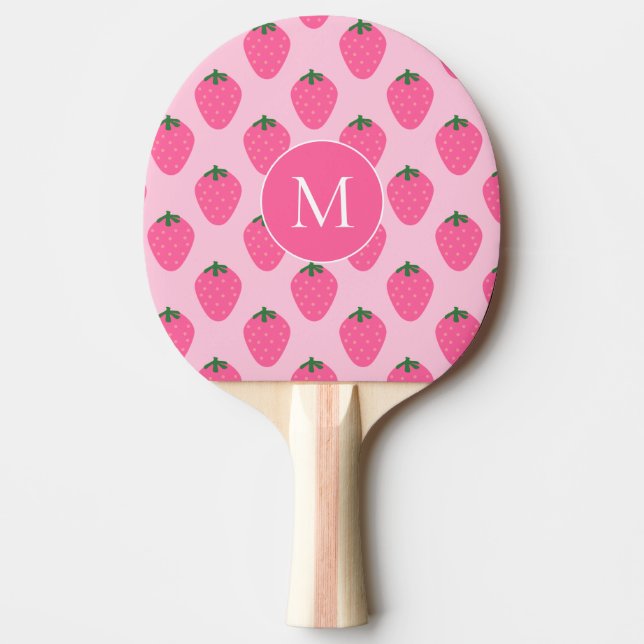 Pink Strawberries, cute customized Ping Pong Paddle (Front)
