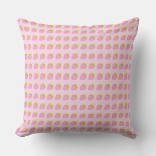 Pink Strawberries Cute Pattern Throw Pillow