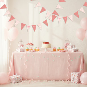 Pink Strawberries Watercolor Happy Birthday Bunting Flags