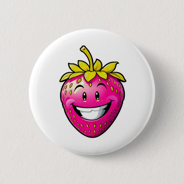 Pink Strawberry  2 Inch Round Button (Front)