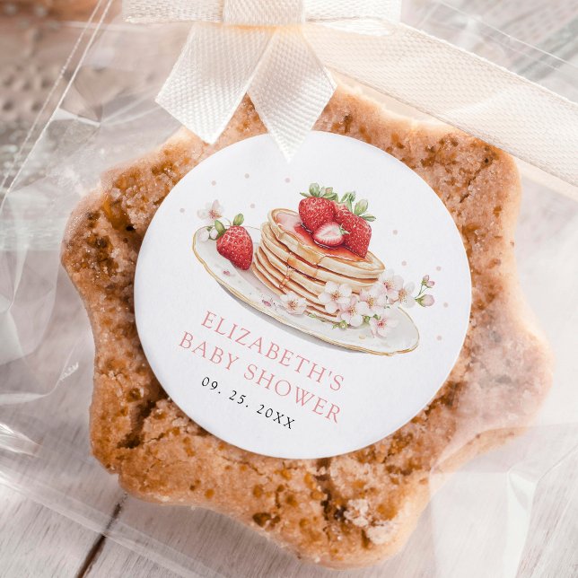 Pink Strawberry Baby Brunch  Classic Round Sticker (Creator Uploaded)