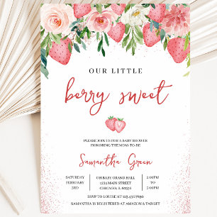 Pink Strawberry Baby Shower Invitation