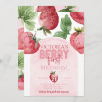 Pink Strawberry Berry First 1st Birthday Party