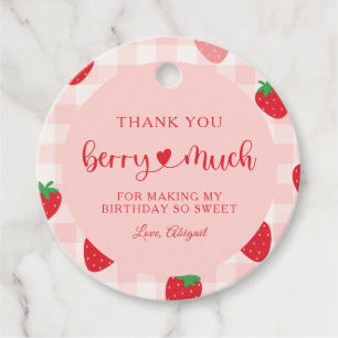 Pink Strawberry Berry Sweet Birthday Gift Tag