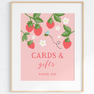 Pink Strawberry Berry Sweet Birthday Party Sign