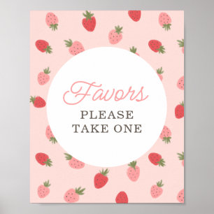 Pink Strawberry Birthday Party Favours Sign