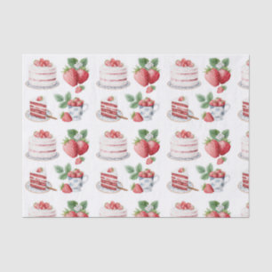 Pink Strawberry Cake Pattern Tissue Paper