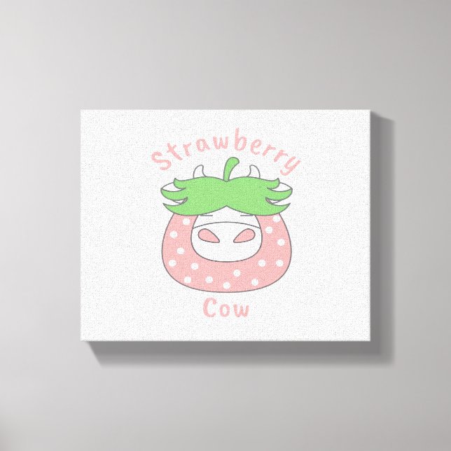 Pink Strawberry Cow Classic T-Shirt Canvas Print (Front)