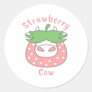 Pink Strawberry Cow Classic T-Shirt Classic Round Sticker
