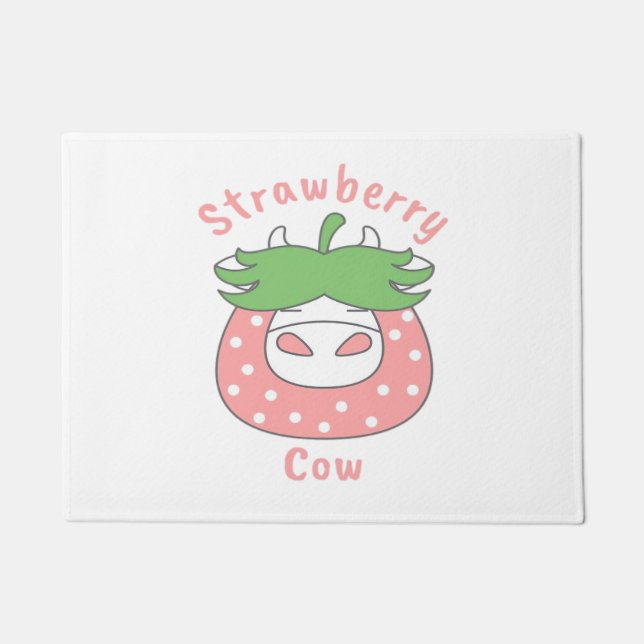 Pink Strawberry Cow Classic T-Shirt Doormat (Front)