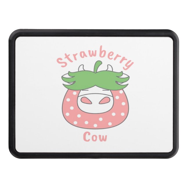 Pink Strawberry Cow Classic T-Shirt Trailer Hitch Cover (Front)