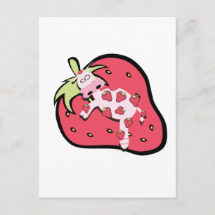 Pink Strawberry Cow Postcard