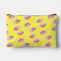 Pink strawberry cupcakes on yellow