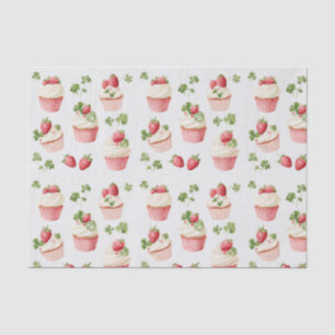 Pink Strawberry Cupcakes Pattern Tissue Paper