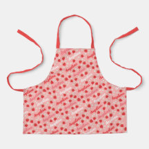 Pink Strawberry Custom Name Girls Apron