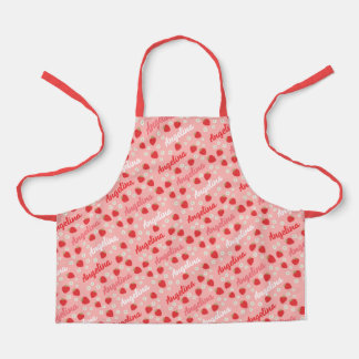 Pink Strawberry Custom Name Girls Apron