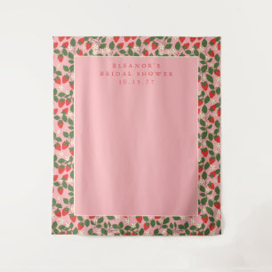 Pink Strawberry Custom Shower Photo Backdrop Tapestry
