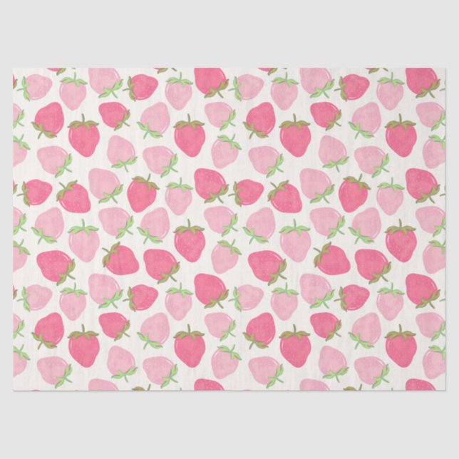 Pink Strawberry Cute and Fruity  Tissue Paper (Front)