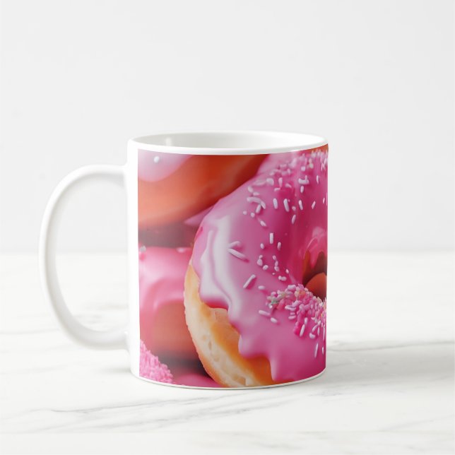 Pink Strawberry Doughnuts Coffee Mug (Left)