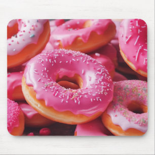 Pink Strawberry Doughnuts Mouse Pad