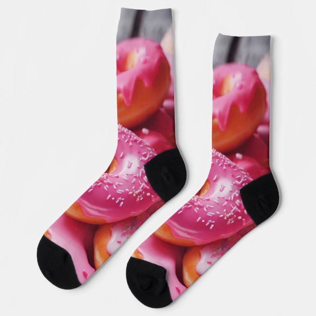 Pink Strawberry Doughnuts Socks (Left)