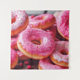 Pink Strawberry Doughnuts Tapestry