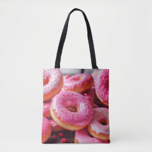 Pink Strawberry Doughnuts Tote Bag